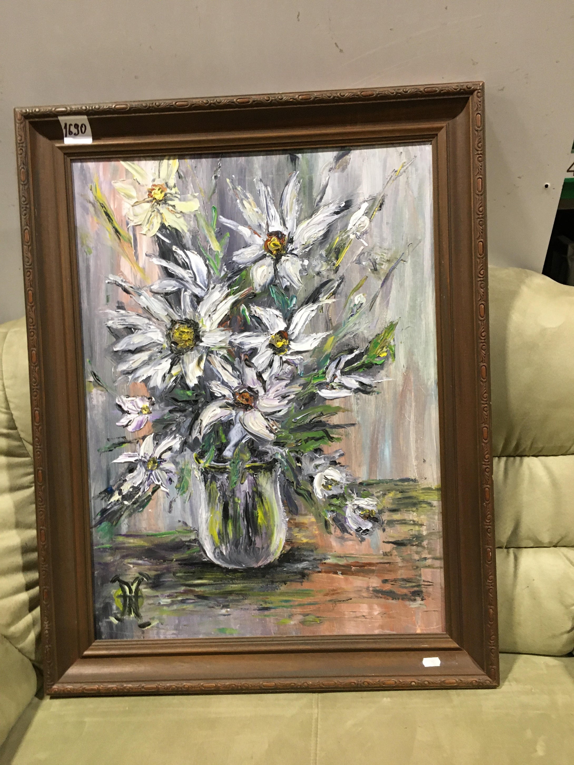 Bild mit Rahmen aus der Auflösung einer Sammlung, Blumen in Vase- #1690