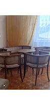 Lade das Bild in den Galerie-Viewer, Jugendstilgarnitur, 3 Sessel, 1 Bank, mit Tischerl, im Thonet Stil
