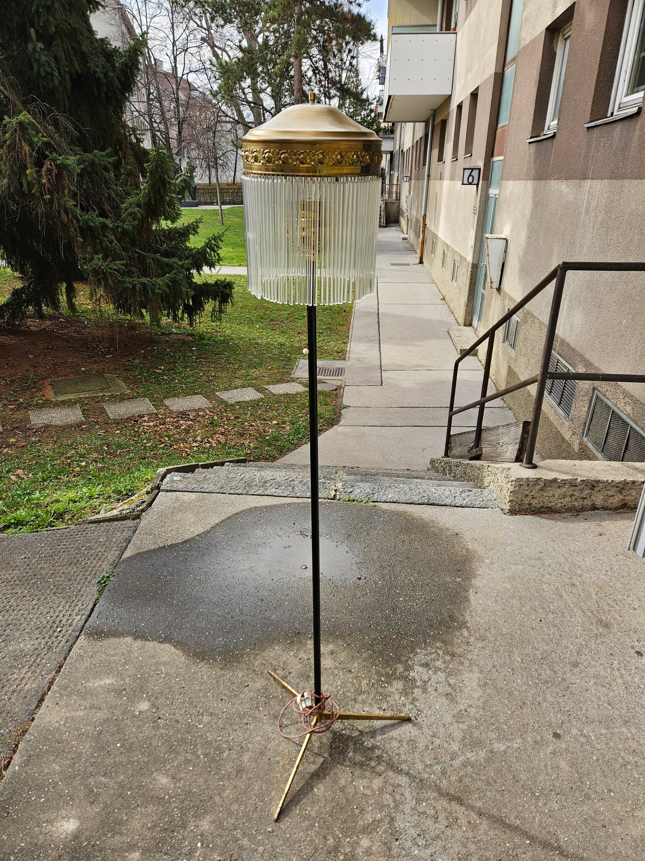 Stehlampe Jugendstil, Messing mit Glasröhren 20 cm