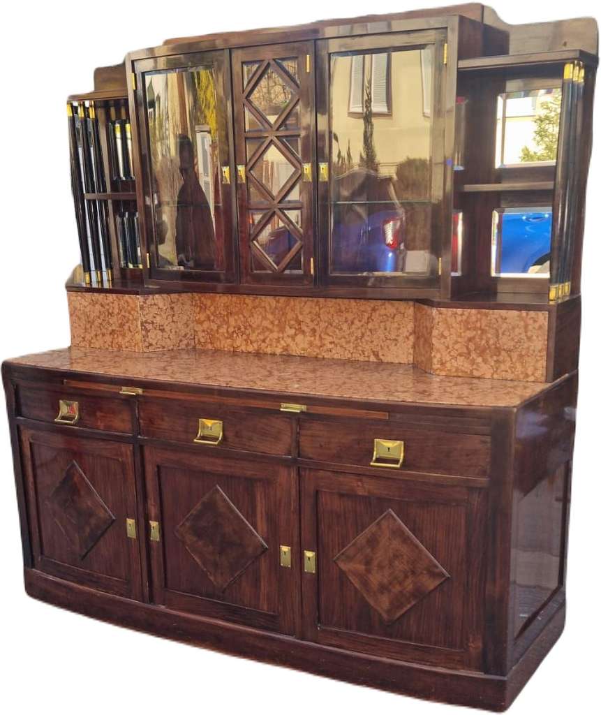 Vitrine groß mit Aufsatz