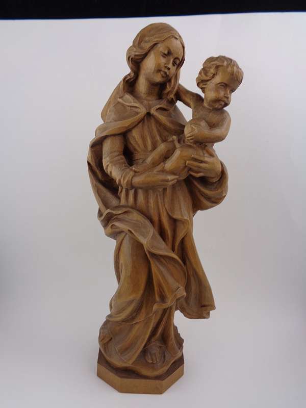 Figur Maria mit Kind, Holz natur geschnitzt